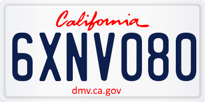 CA license plate 6XNV080