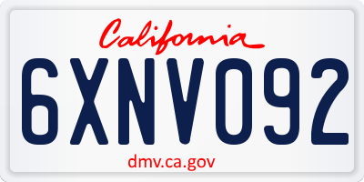 CA license plate 6XNV092
