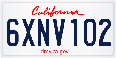 CA license plate 6XNV102