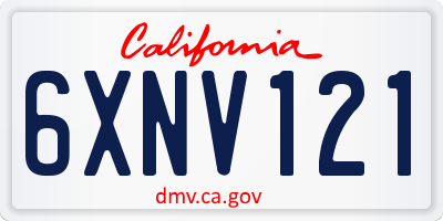 CA license plate 6XNV121