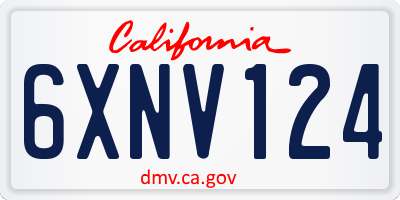 CA license plate 6XNV124