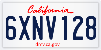 CA license plate 6XNV128