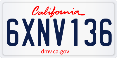 CA license plate 6XNV136