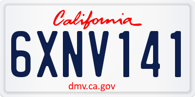 CA license plate 6XNV141