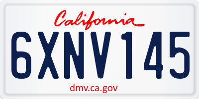 CA license plate 6XNV145