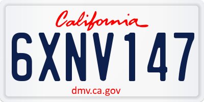 CA license plate 6XNV147