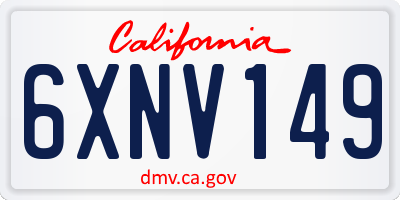 CA license plate 6XNV149