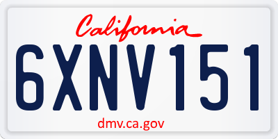 CA license plate 6XNV151