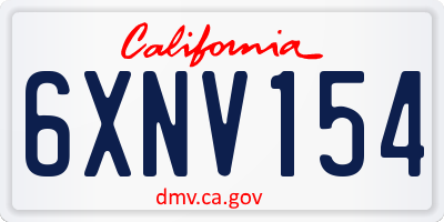 CA license plate 6XNV154
