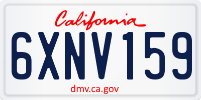 CA license plate 6XNV159