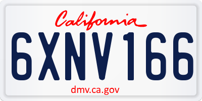 CA license plate 6XNV166