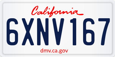 CA license plate 6XNV167