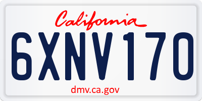 CA license plate 6XNV170