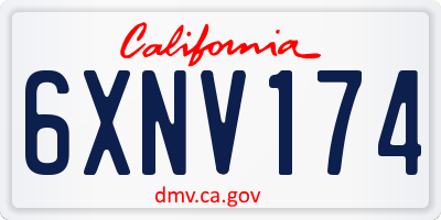CA license plate 6XNV174