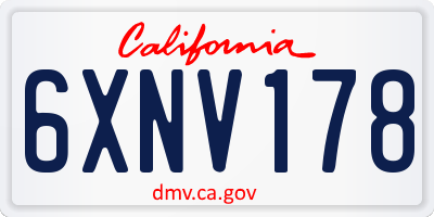 CA license plate 6XNV178