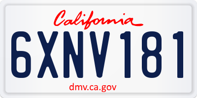 CA license plate 6XNV181