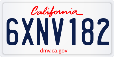 CA license plate 6XNV182