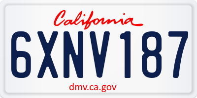 CA license plate 6XNV187
