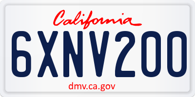 CA license plate 6XNV200
