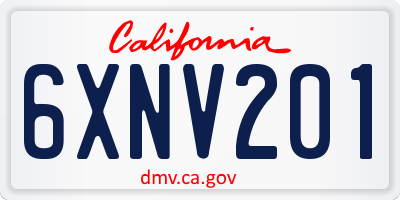 CA license plate 6XNV201