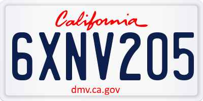 CA license plate 6XNV205