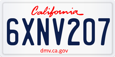 CA license plate 6XNV207