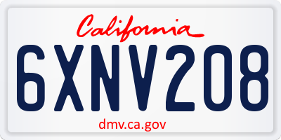 CA license plate 6XNV208