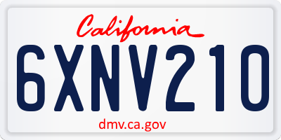 CA license plate 6XNV210