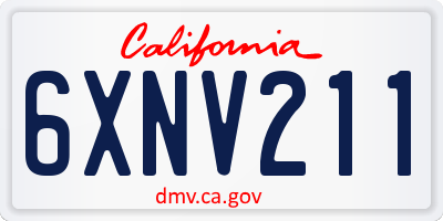 CA license plate 6XNV211