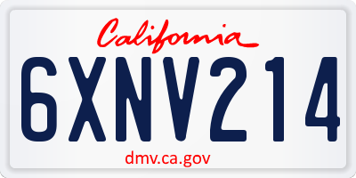 CA license plate 6XNV214