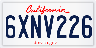 CA license plate 6XNV226