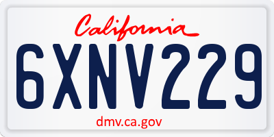 CA license plate 6XNV229