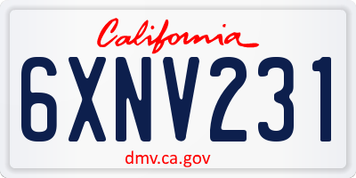 CA license plate 6XNV231