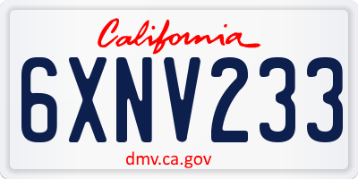 CA license plate 6XNV233