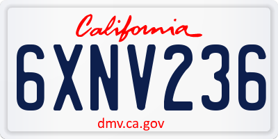CA license plate 6XNV236