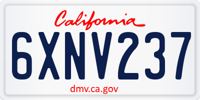 CA license plate 6XNV237