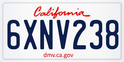 CA license plate 6XNV238