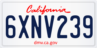 CA license plate 6XNV239