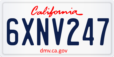 CA license plate 6XNV247