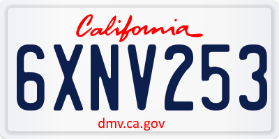 CA license plate 6XNV253