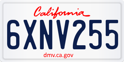 CA license plate 6XNV255