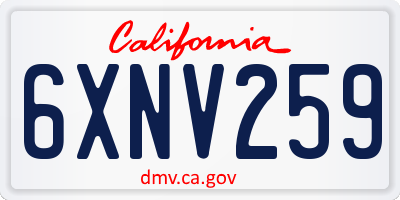 CA license plate 6XNV259