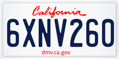 CA license plate 6XNV260