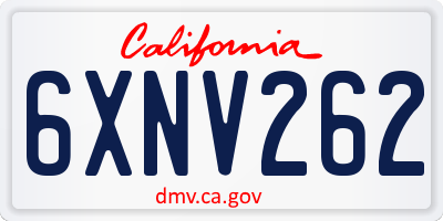 CA license plate 6XNV262