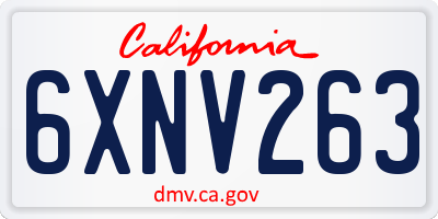 CA license plate 6XNV263