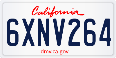 CA license plate 6XNV264