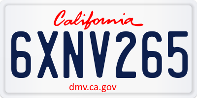 CA license plate 6XNV265