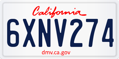 CA license plate 6XNV274