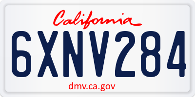 CA license plate 6XNV284