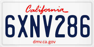 CA license plate 6XNV286